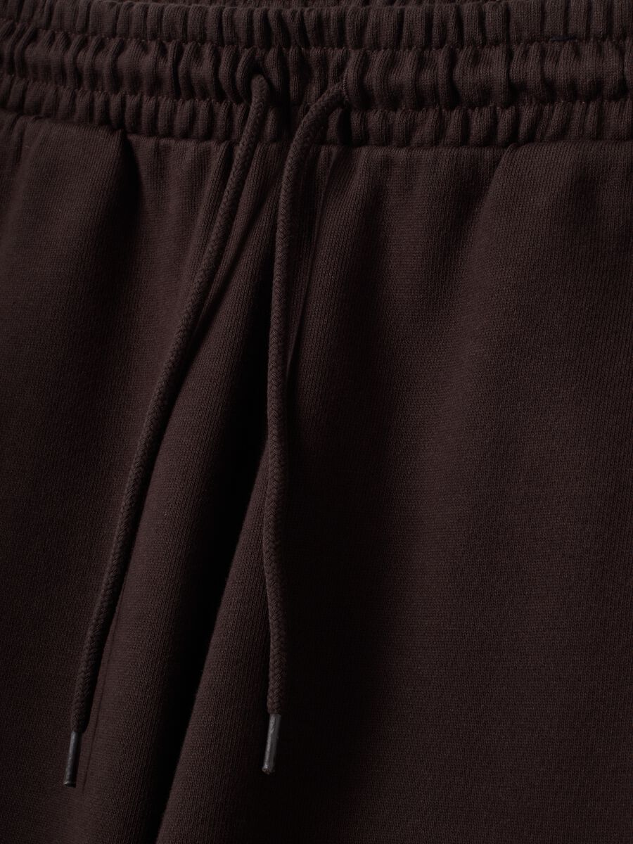 Jogger marroni in puro cotone con vita elastica over fit_1