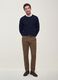 Men's brown slim-fit stretch cotton twill chino trousers_0