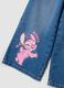 Blue pure cotton wide-leg denim jeans with Lilo & Stitch print for girls_3