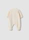 Beige organic cotton-blend all-in-one baby sleepsuit with Mickey embroidery_1