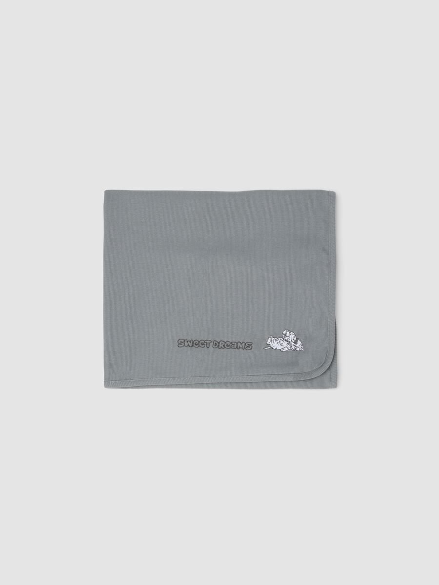 Grey pure organic cotton baby blanket with 101 Dalmatians embroidery_0