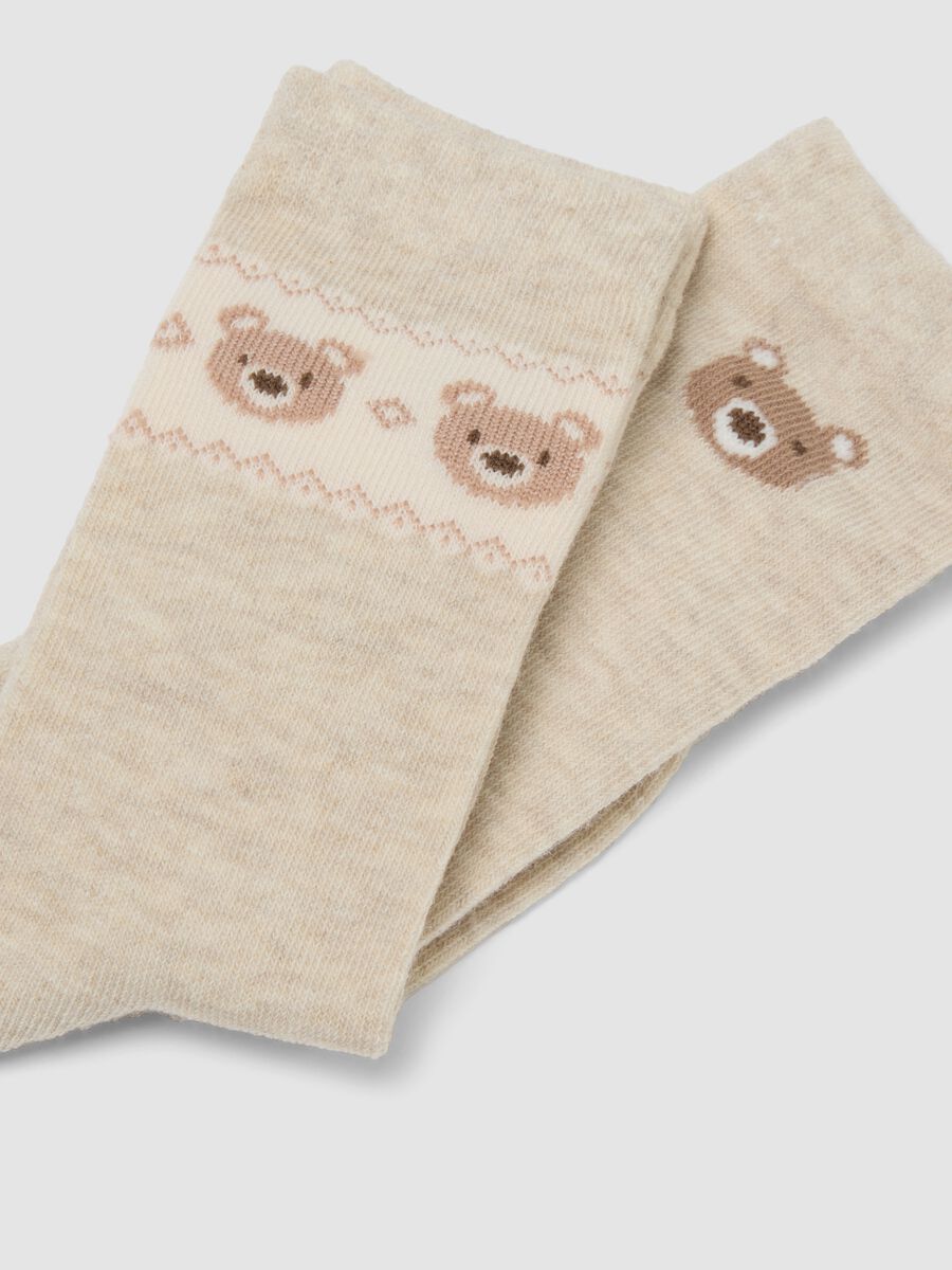 3-pack of beige long socks in stretchy organic cotton_1