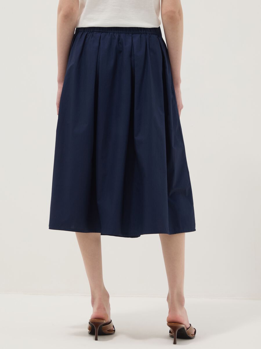 Blue pure cotton midi skirt_2
