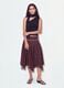 Black stretch top with asymmetric neckline and draped band_0