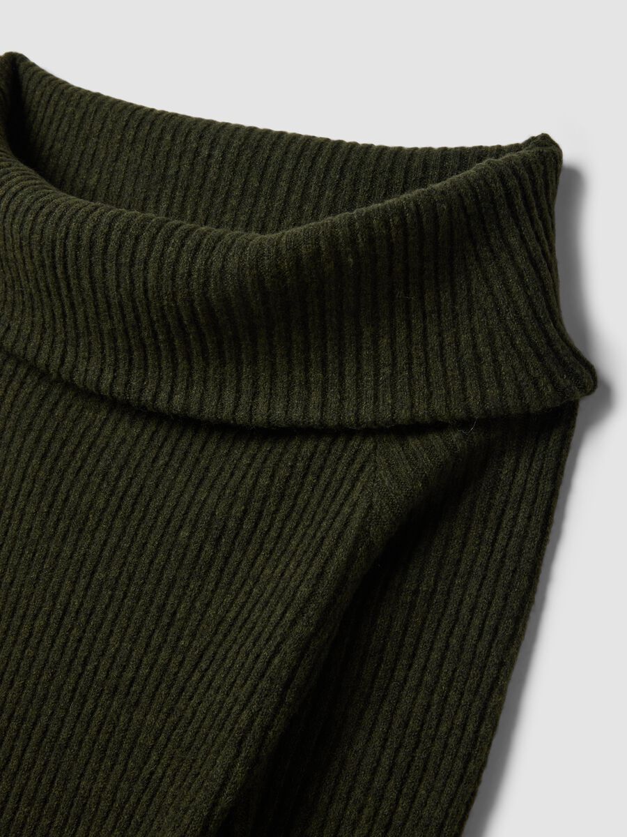 Green fitted stretch-wool boat-neck top_1