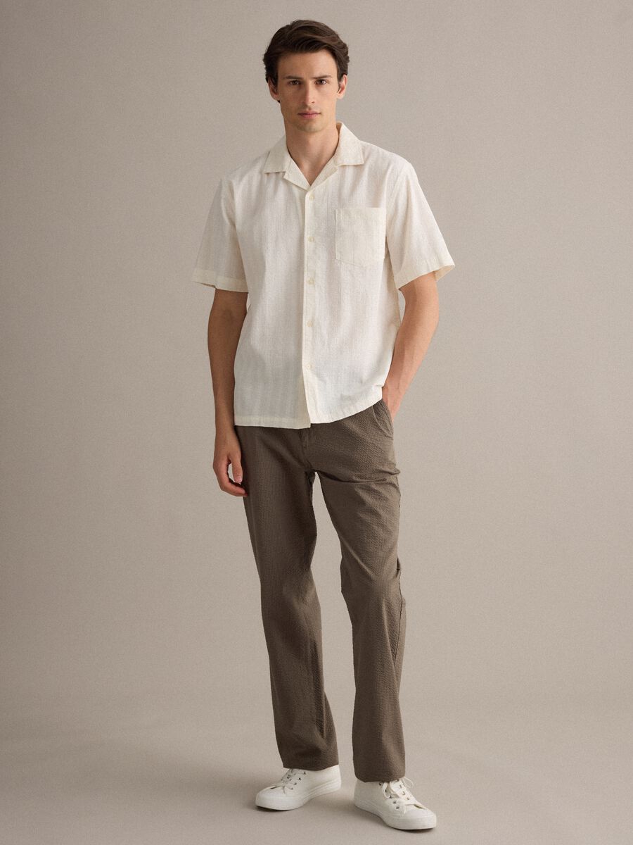 White pure lyocell bowling-collar shirt, regular fit_1