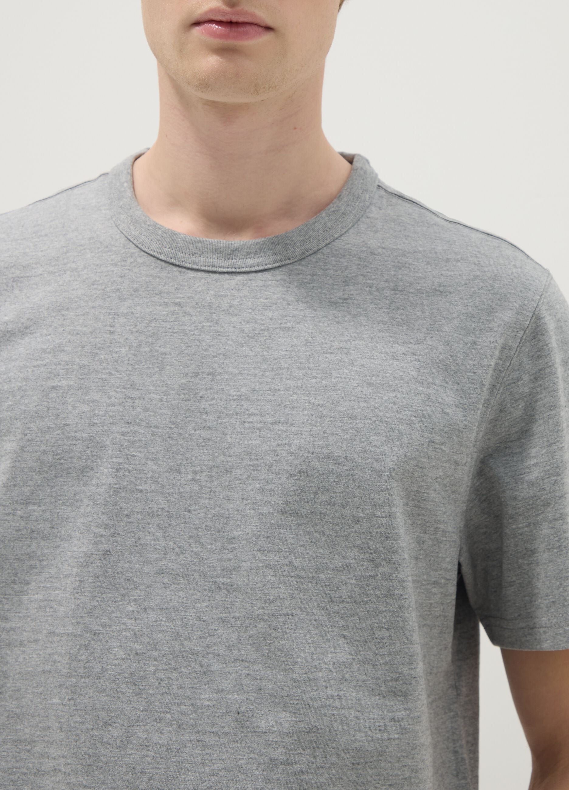 Short-sleeve grey pure cotton regular fit t-shirt