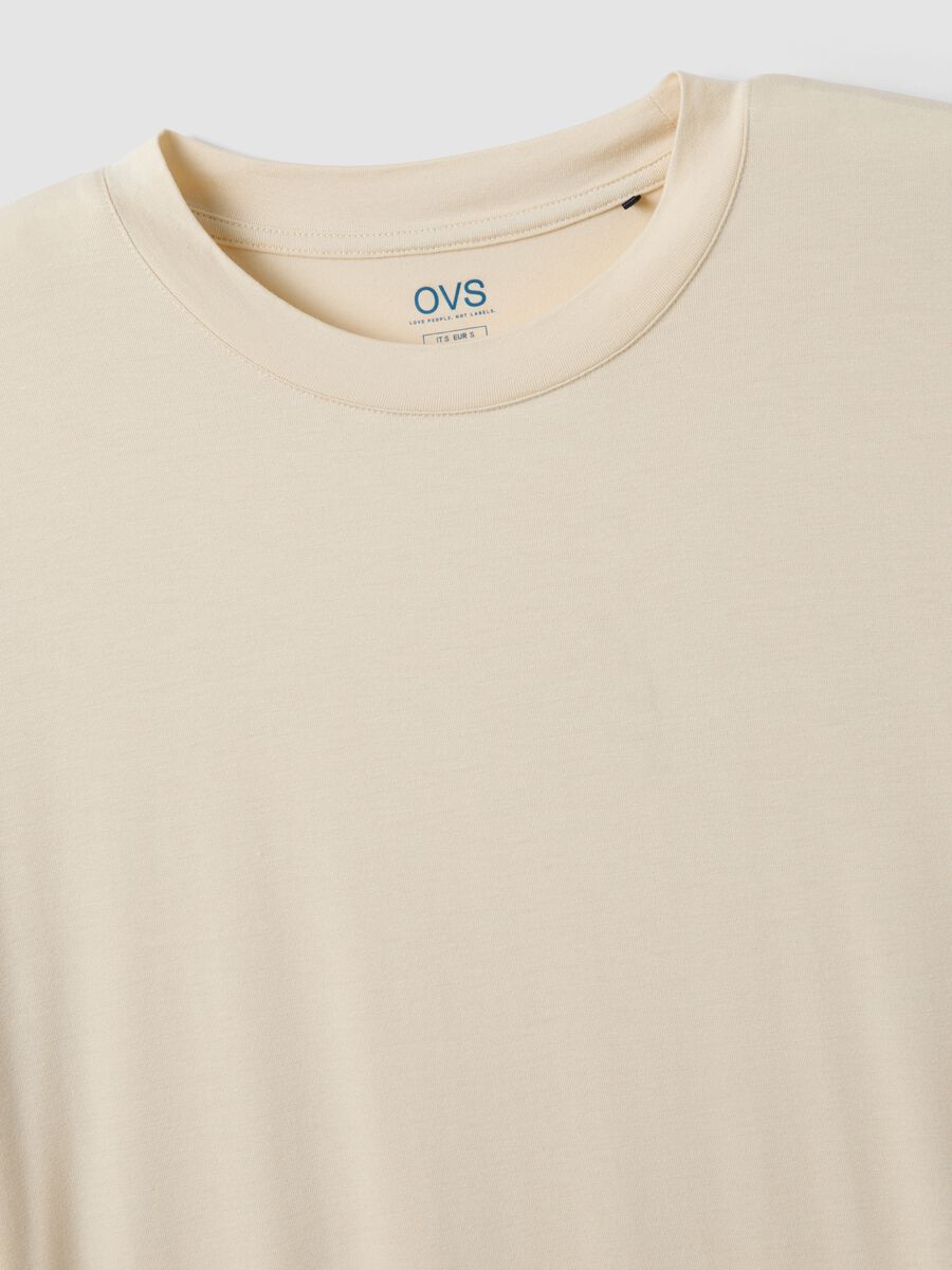 Beige short-sleeve stretch viscose T-shirt_5