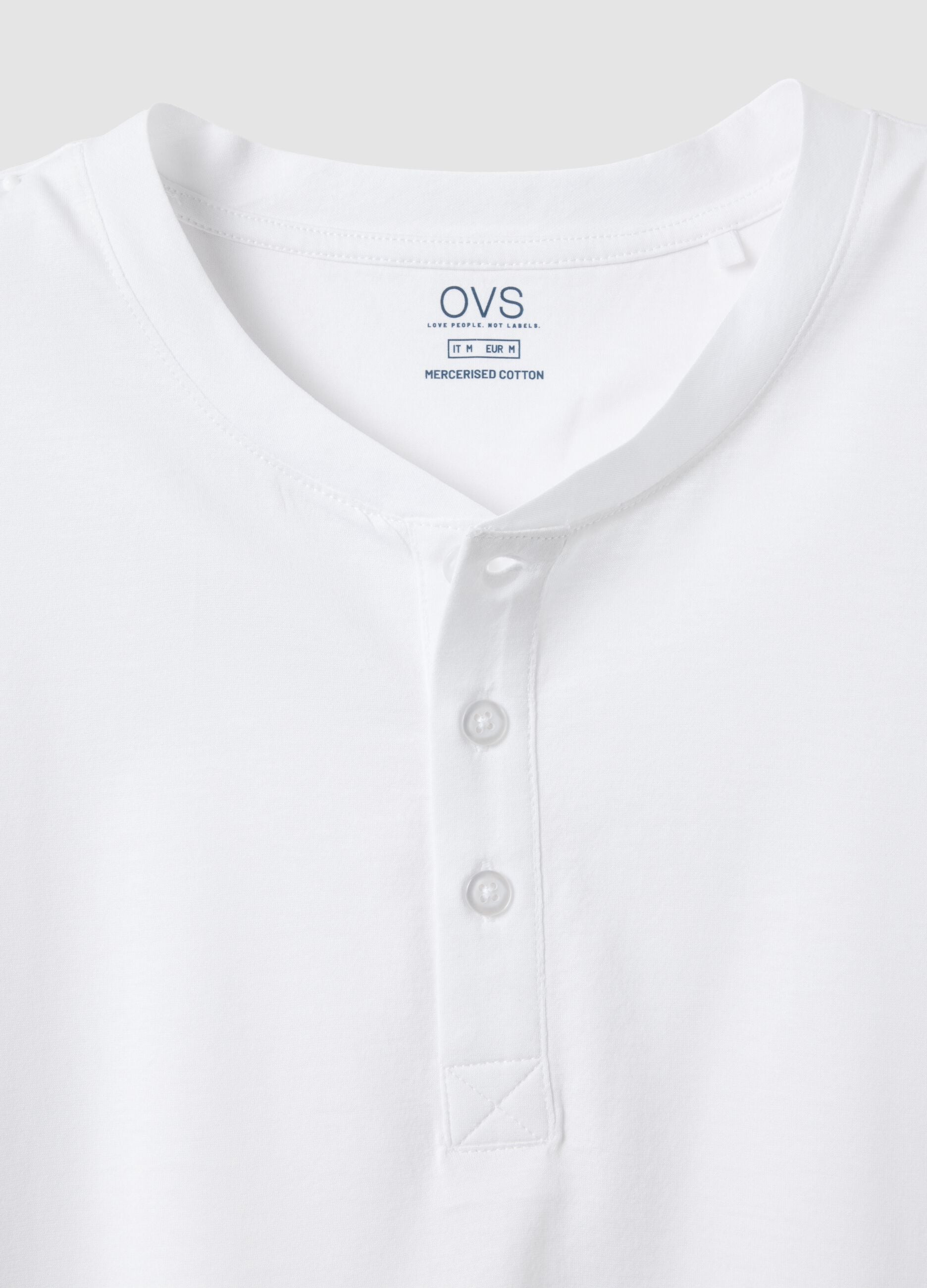 White mercerised pure cotton T-shirt, regular fit
