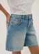 Blue pure-cotton denim shorts for girls, regular fit with polka-dot detail_2