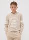 Beige pure organic cotton T-shirt with college print for boys_1