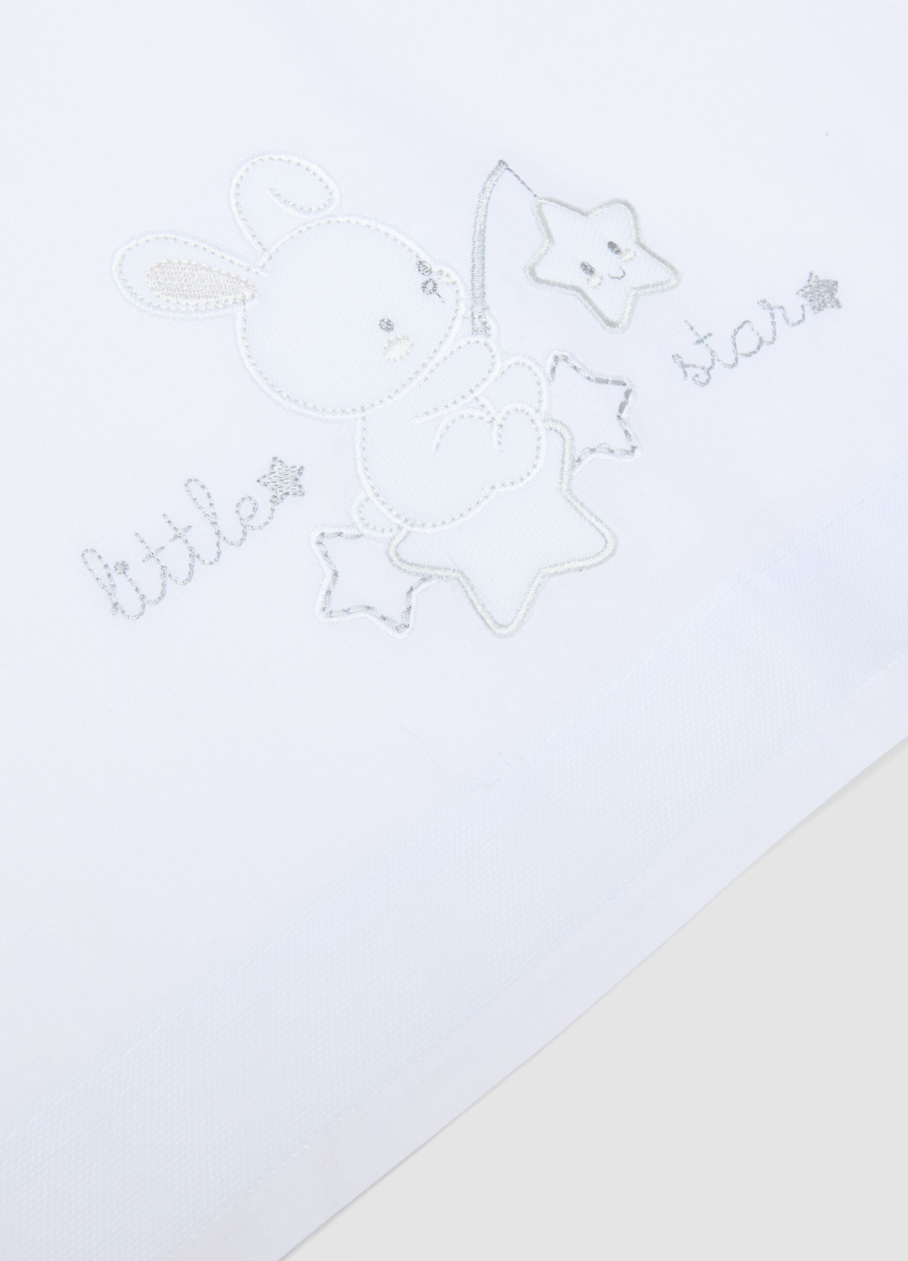 Pure white cotton baby sheet with embroidery