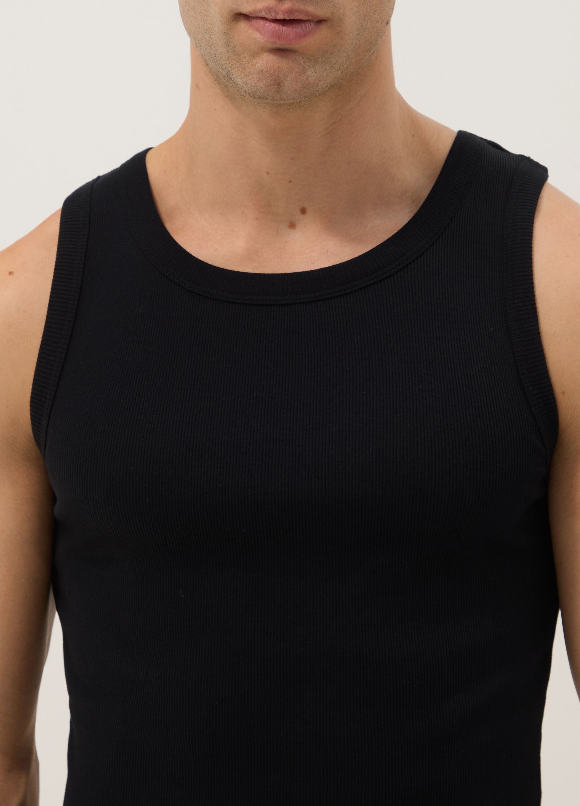 Black pure cotton vest regular fit