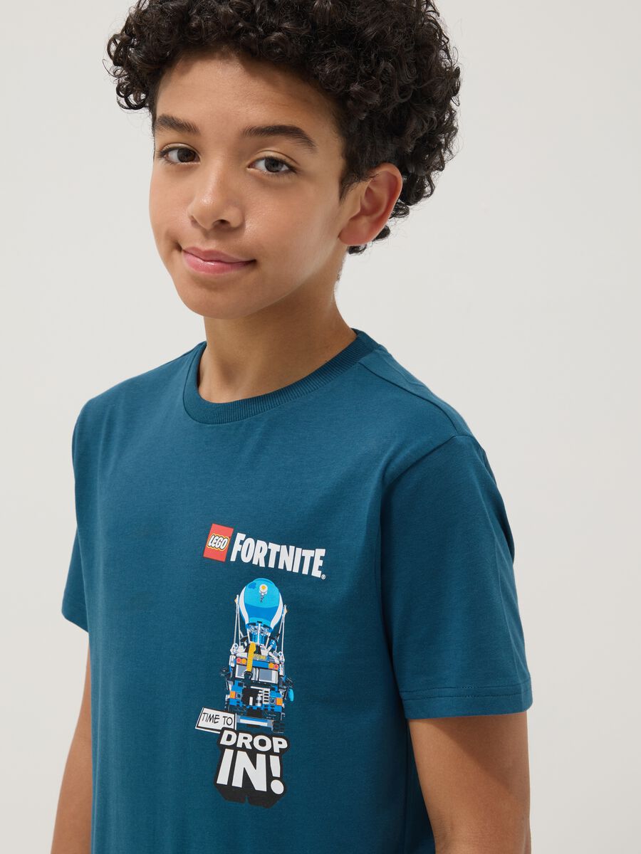 T-shirt in puro cotone blu da bambino regular fit con stampe_2