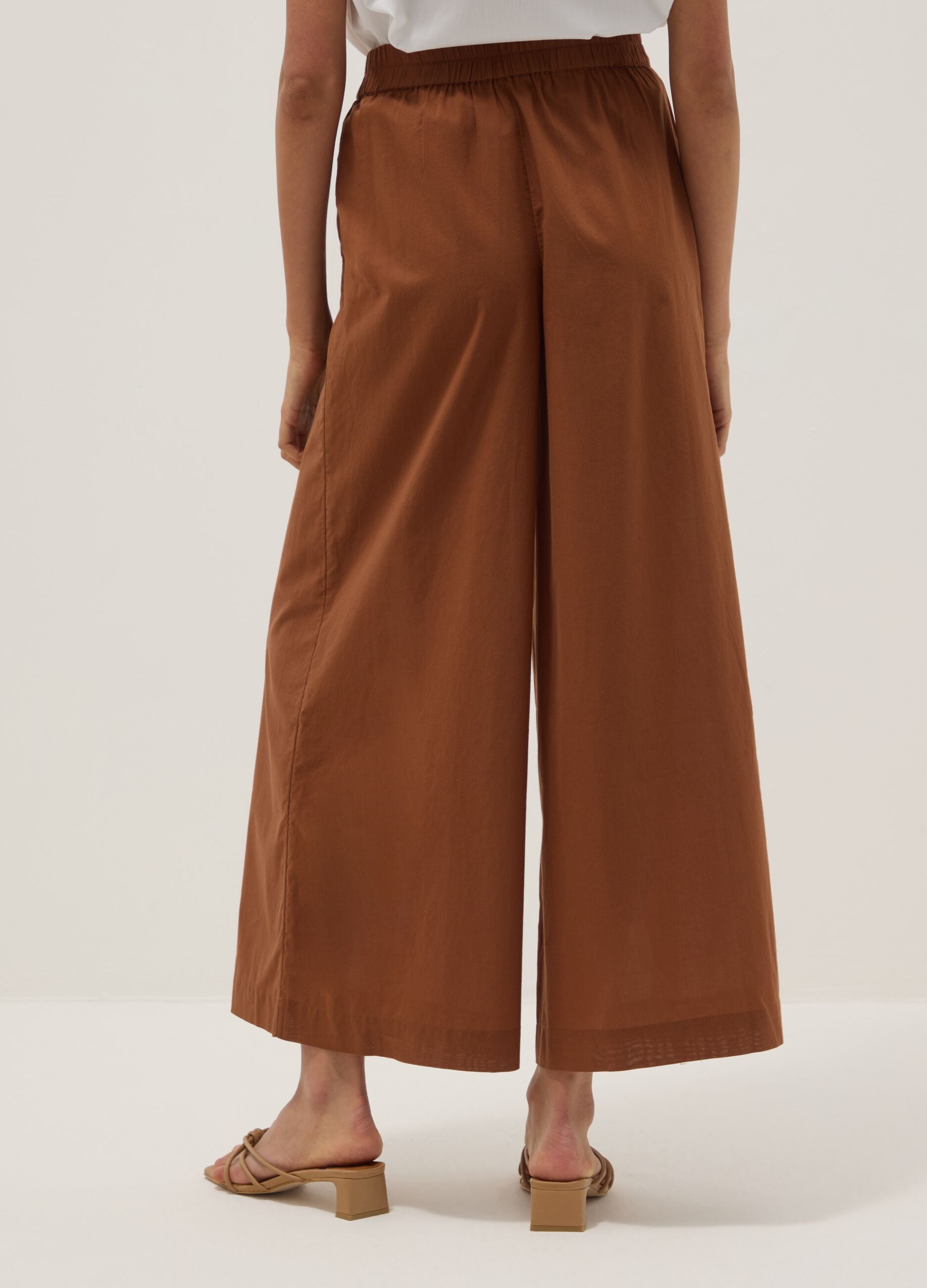 Brown regular-fit pure cotton trousers