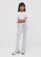 Girls&rsquo; grey flared trousers in stretchy organic cotton_0