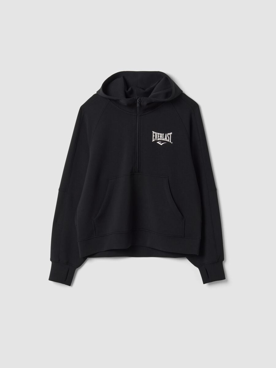 Black hooded sweatshirt in stretchy viscose jersey, regular fit_4