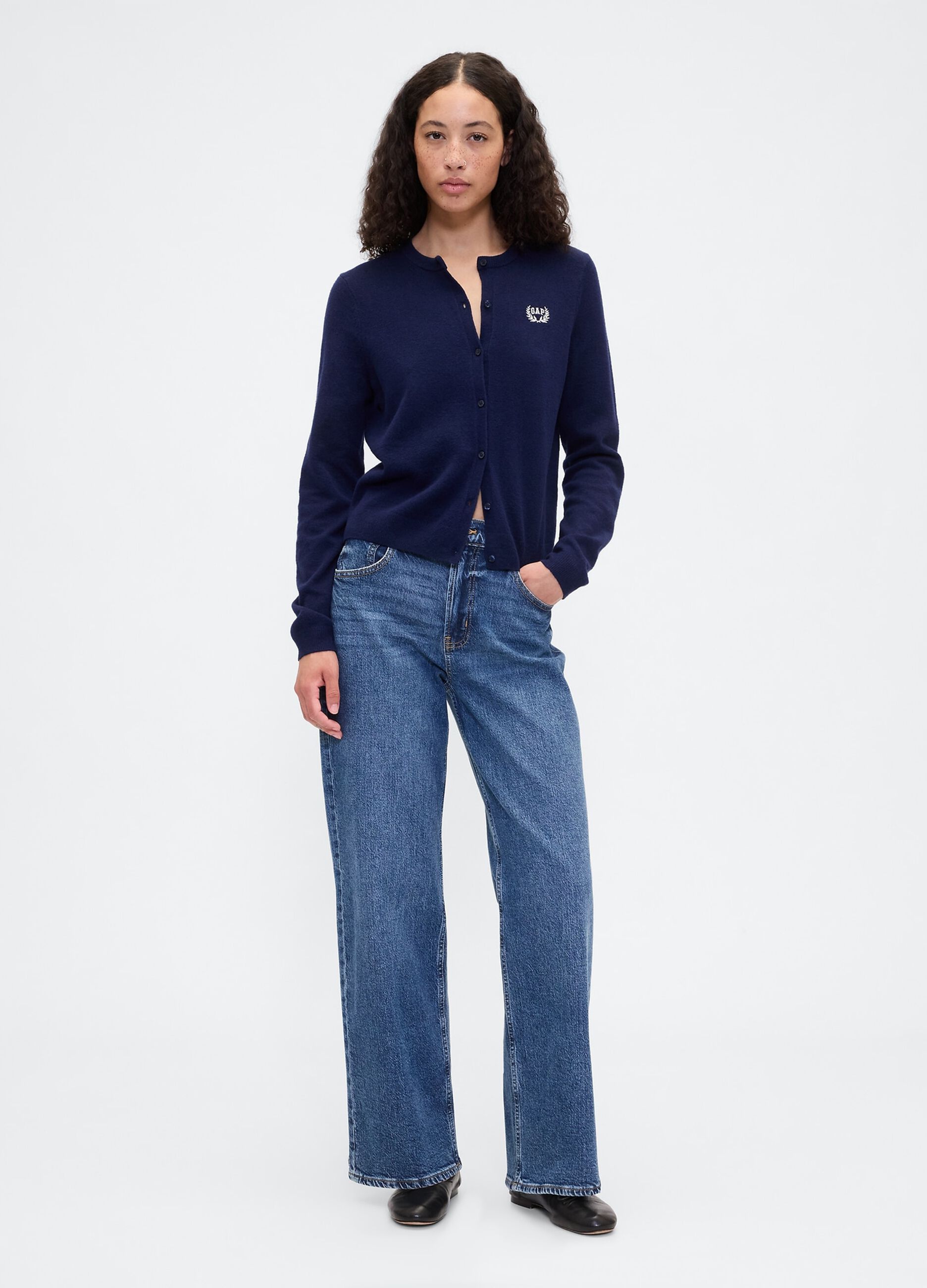 Blue Cardigan in Mixed Fabrics