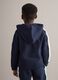 Blue cotton blend oversized fit hoodie for kids_2