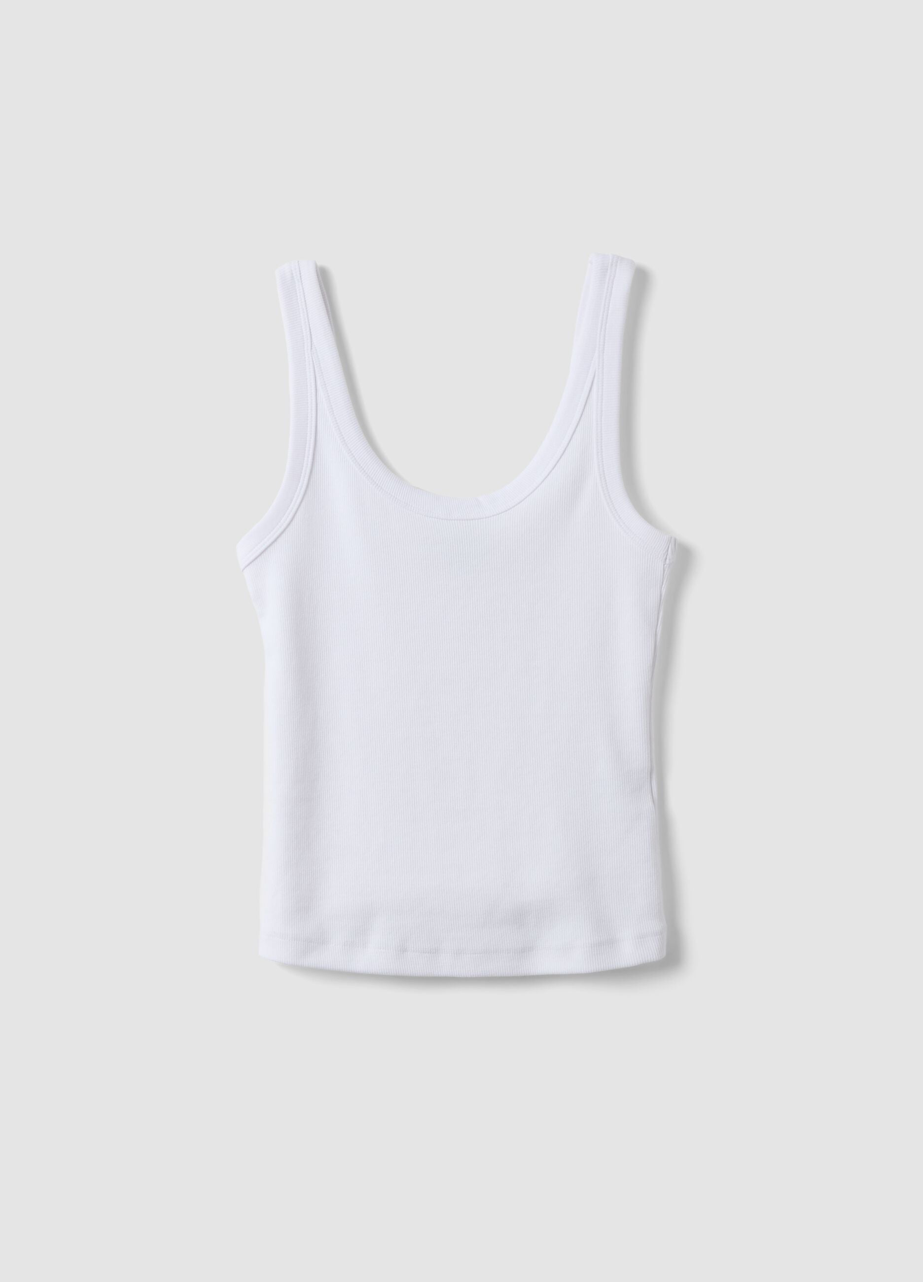 Canotta fitted in cotone elasticizzato bianco