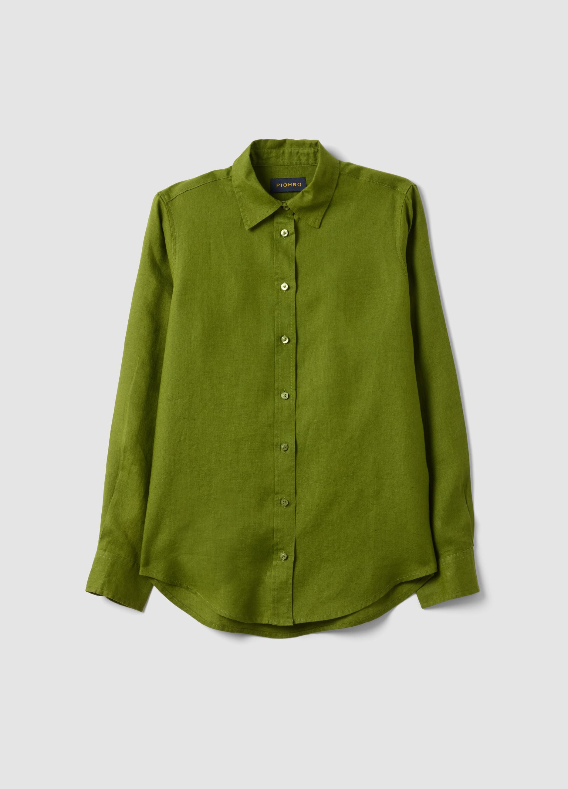 Green Pure Linen Regular Fit Shirt