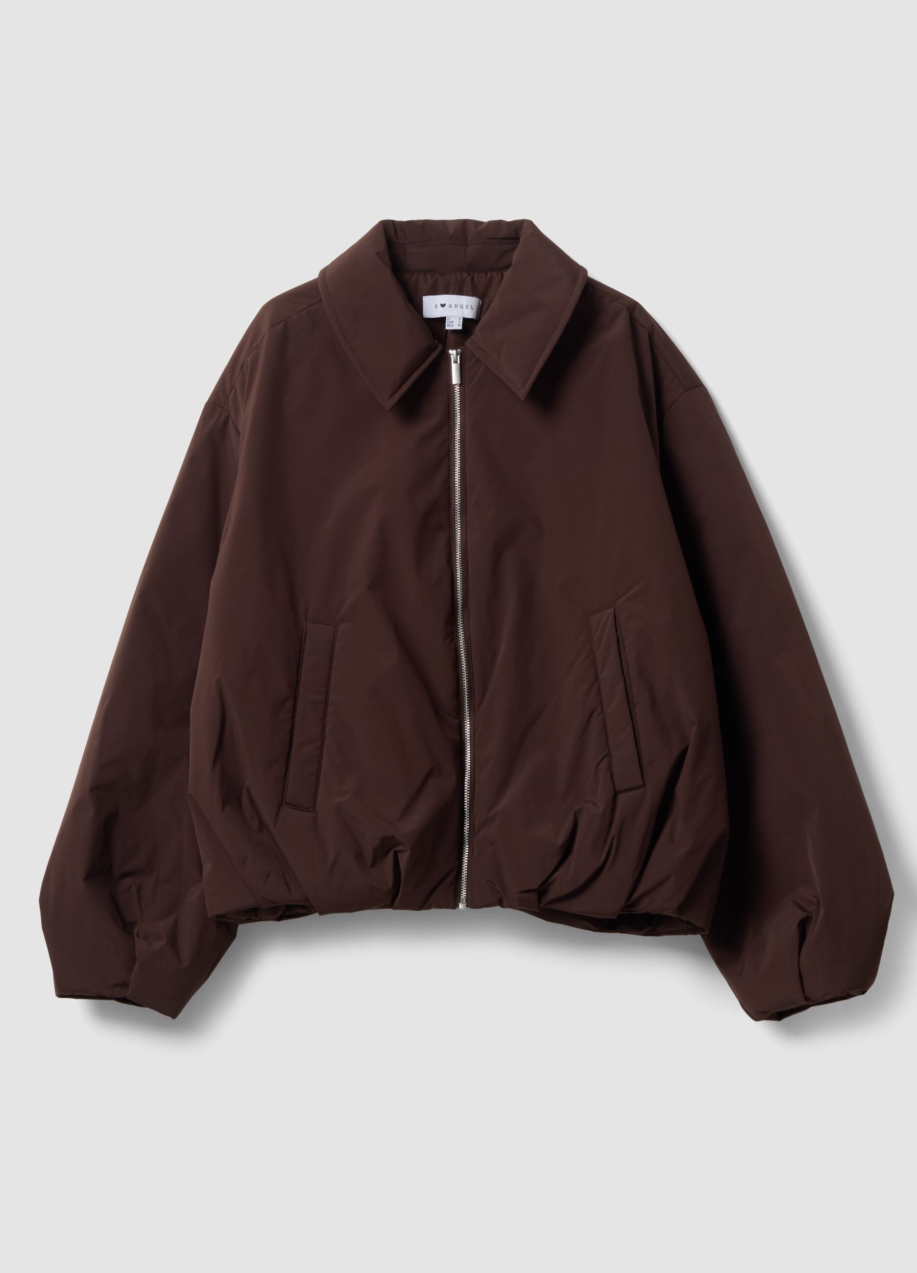 Brown regular-fit jacket with zip and wide collar
