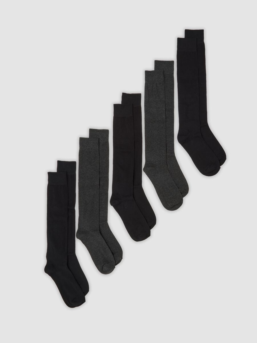 Five-pack of multicolour long socks in organic stretch cotton_0