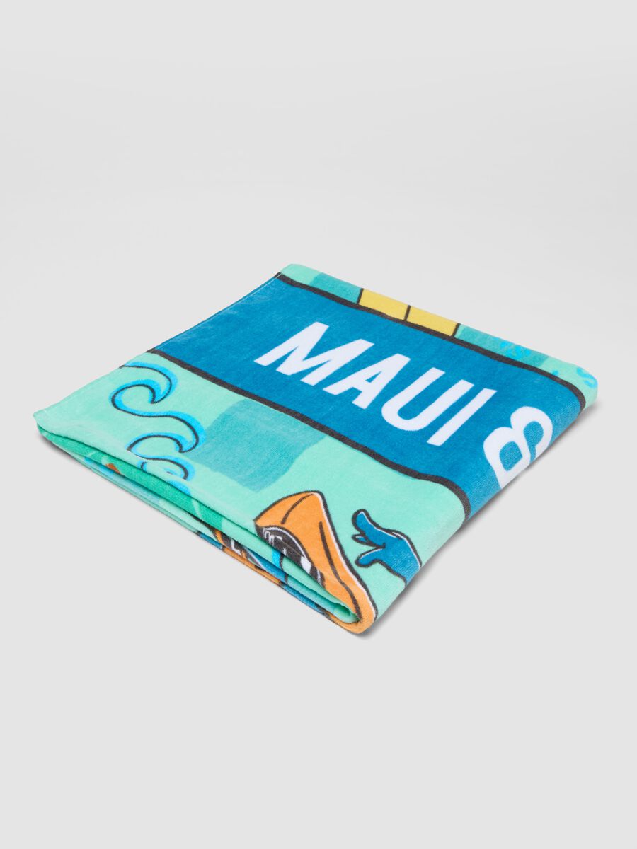 Blue pure cotton beach towel_0