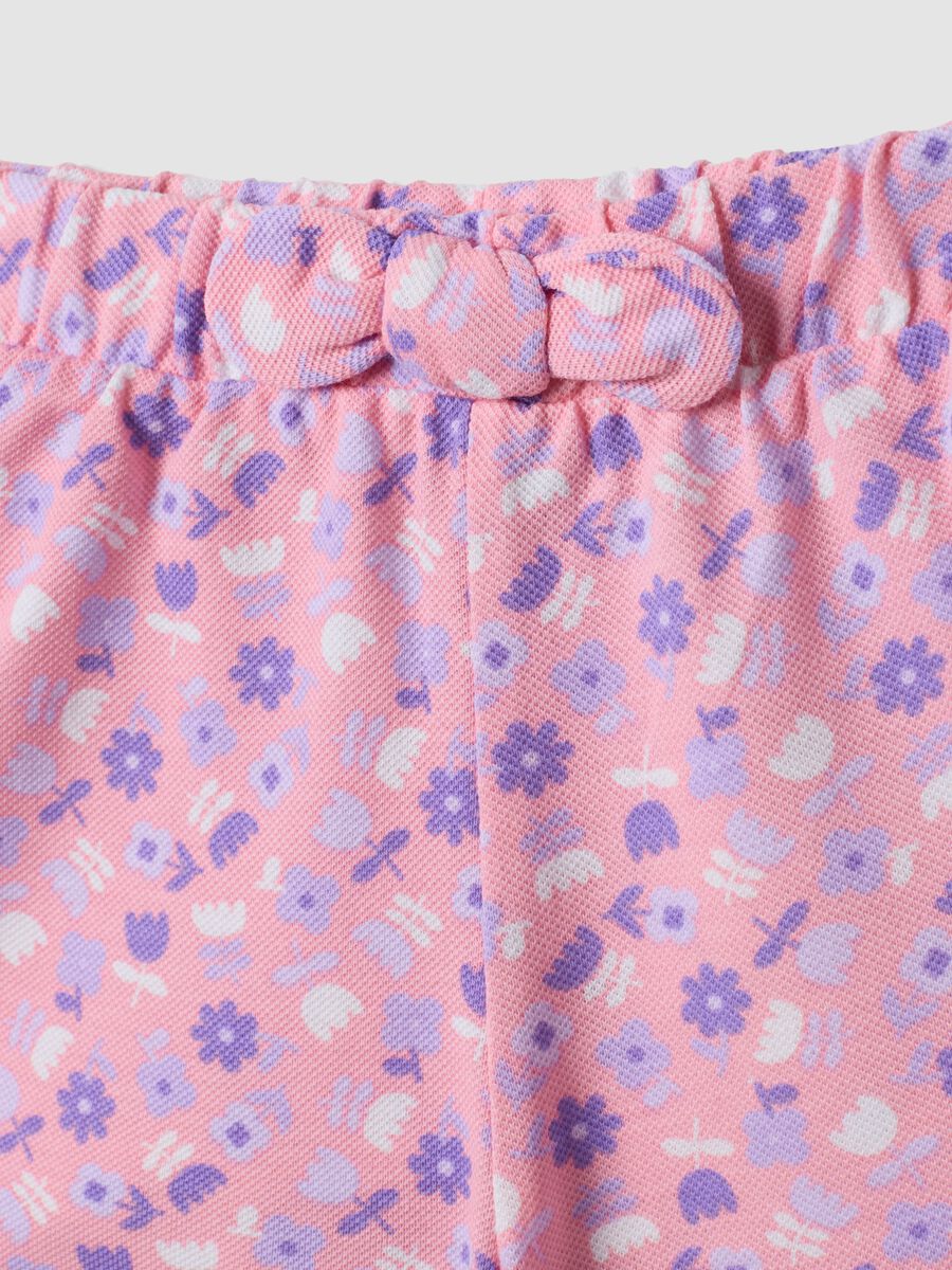 Pink pure cotton floral shorts for baby girl, regular fit_2