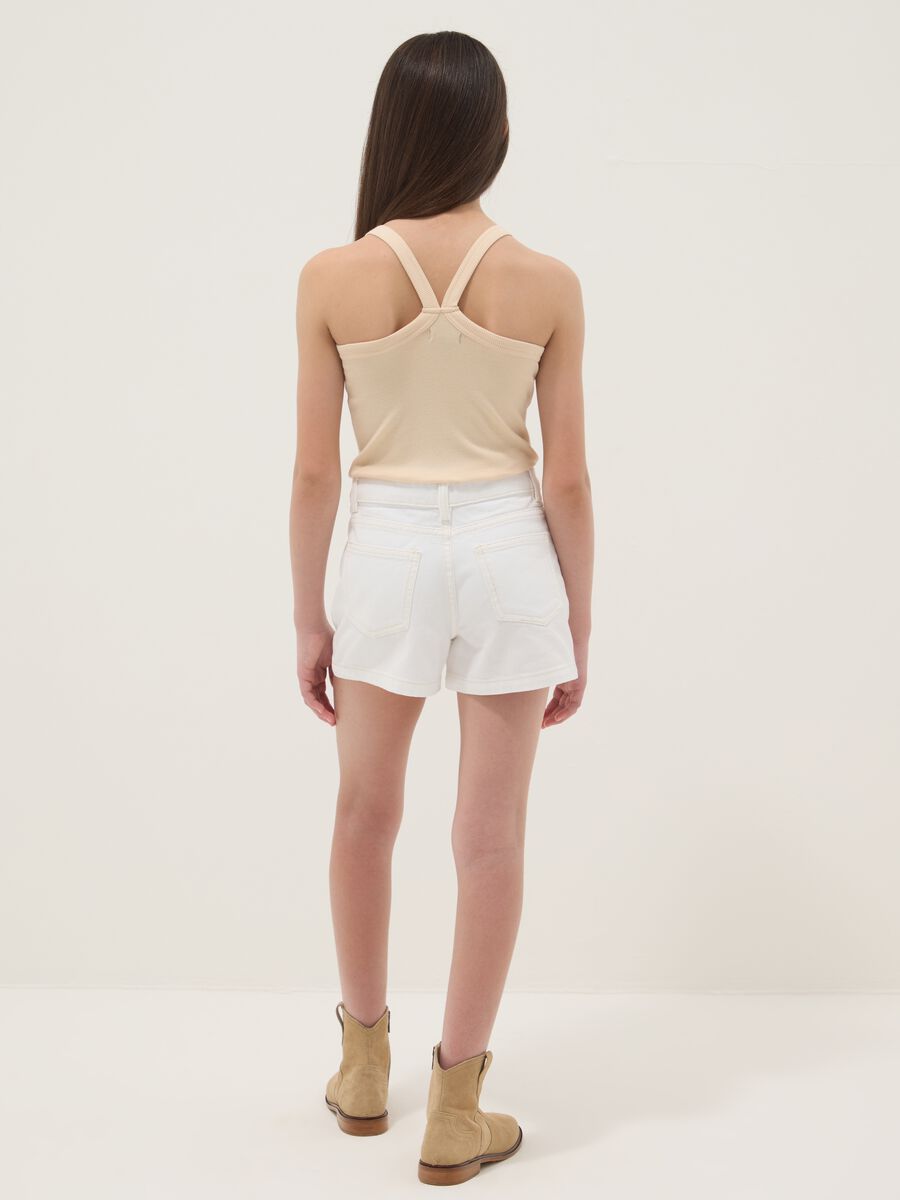 White pure cotton five-pocket shorts_1