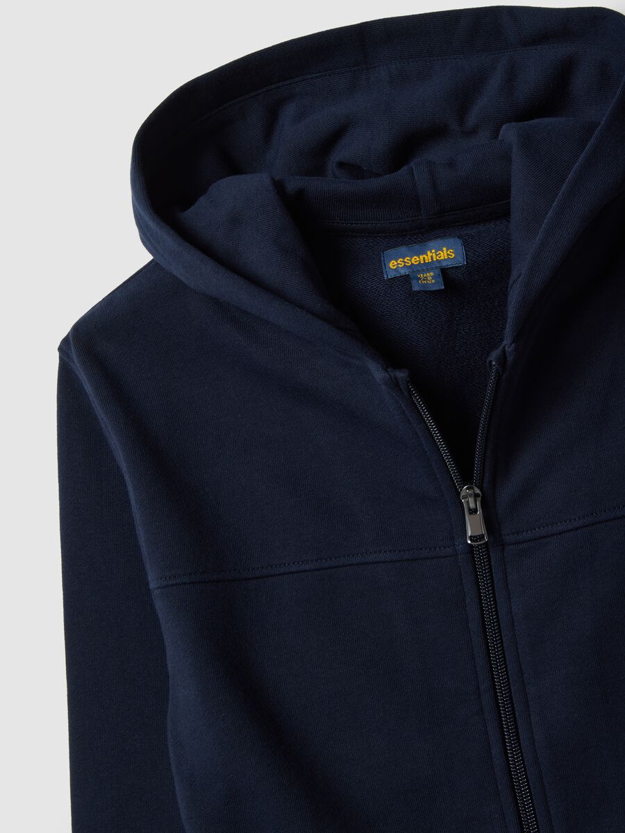 Kids' blue cotton hoodie with regular fit zip_3
