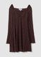 Brown stretch-fabric dress with deep V-neck, regular fit_0