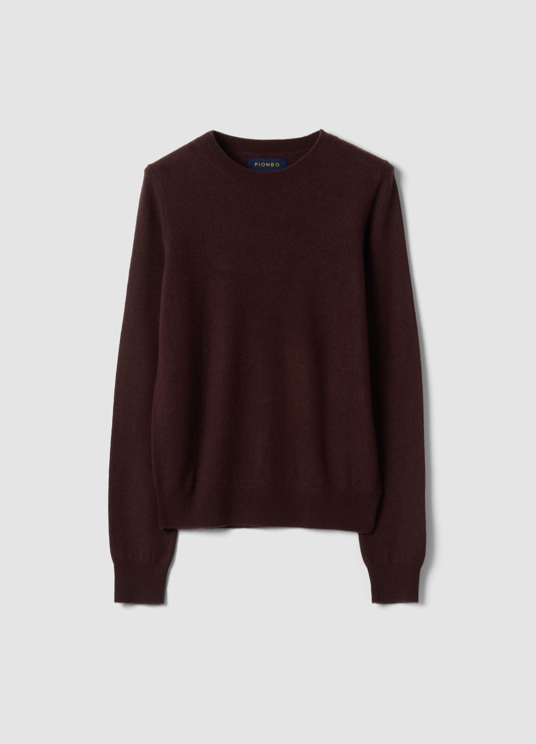 Brown pure wool crew-neck jumper