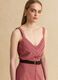 Pink regular fit cotton-linen blend top with lace details_0