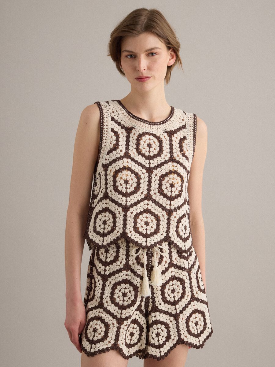 Top multicolor in crochet di misto cotone regular fit_1