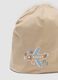 Beige stretch organic cotton baby hat with aeroplane print_2