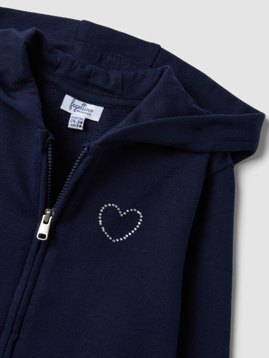 Felpa blu con cappuccio in puro cotone organico con stella regular fit per bimba_3
