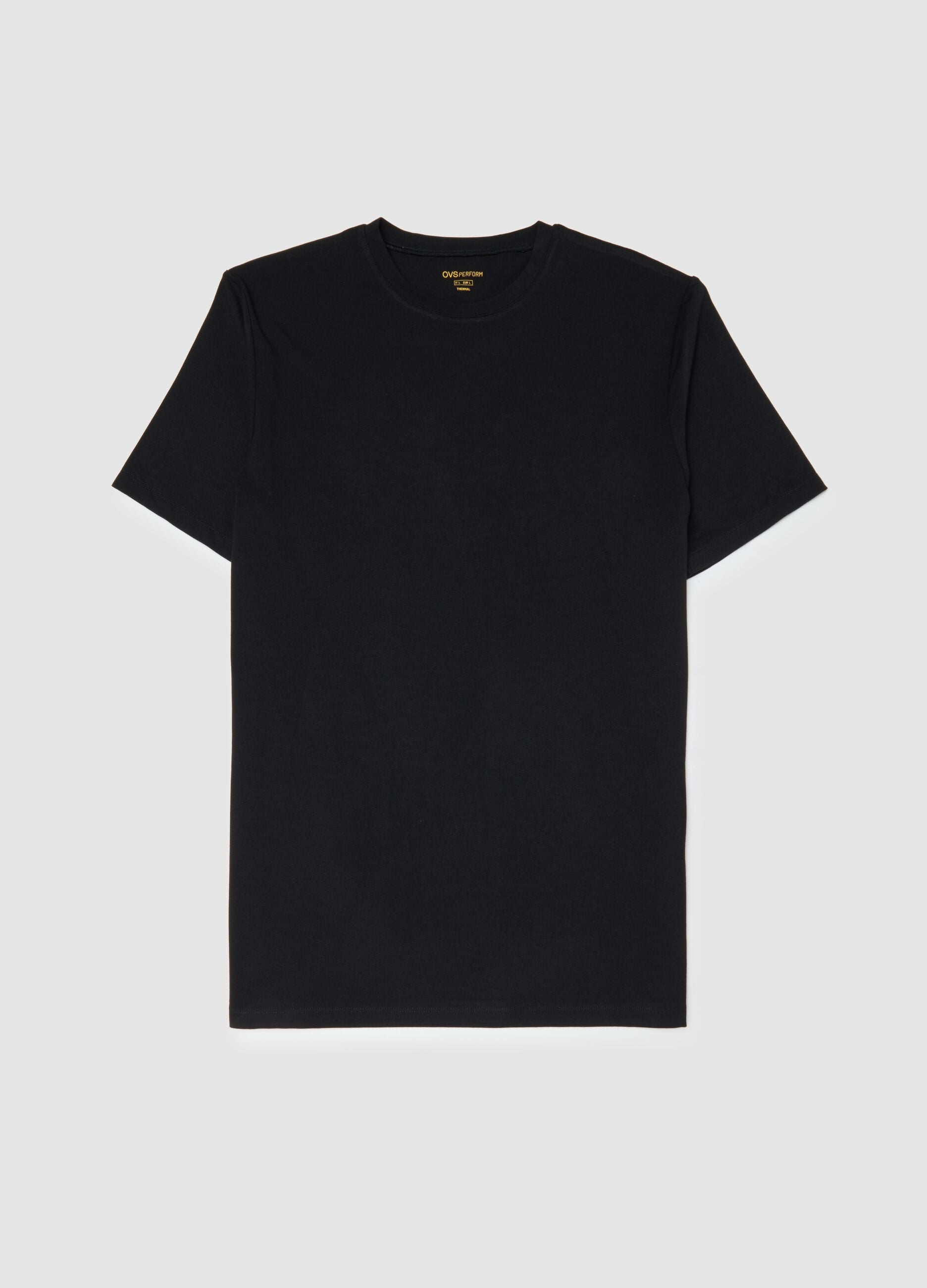 Black crew neck t-shirt in cotton blend regular fit
