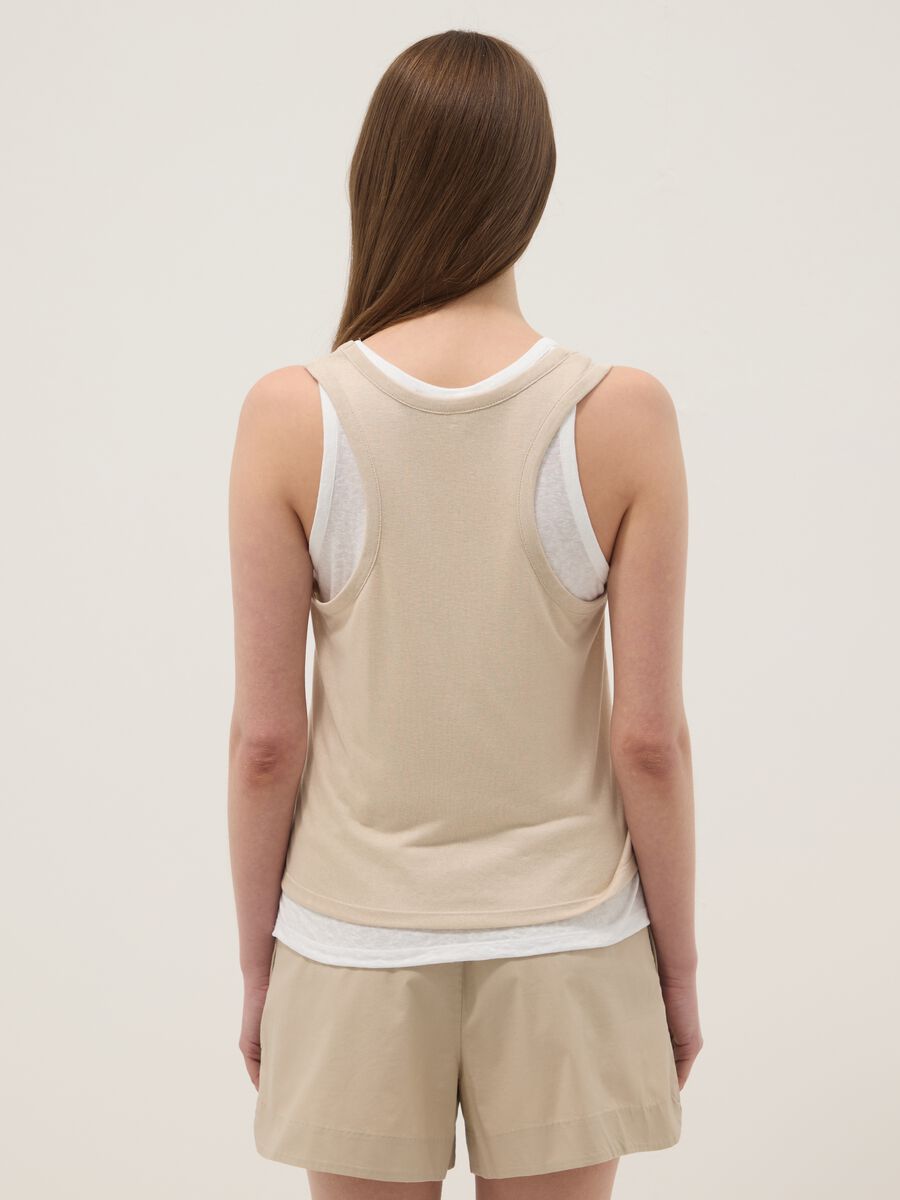 Beige regular-fit viscose-blend tank top_3