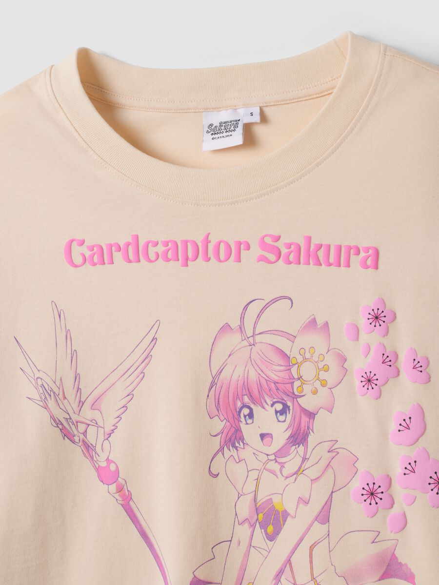 Pink pure cotton T-shirt with Sakura front print, regular fit_6