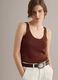 Brown viscose-blend regular-fit glitter tank top_0