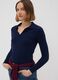 Blue viscose-blend polo-collar jumper, regular fit_0