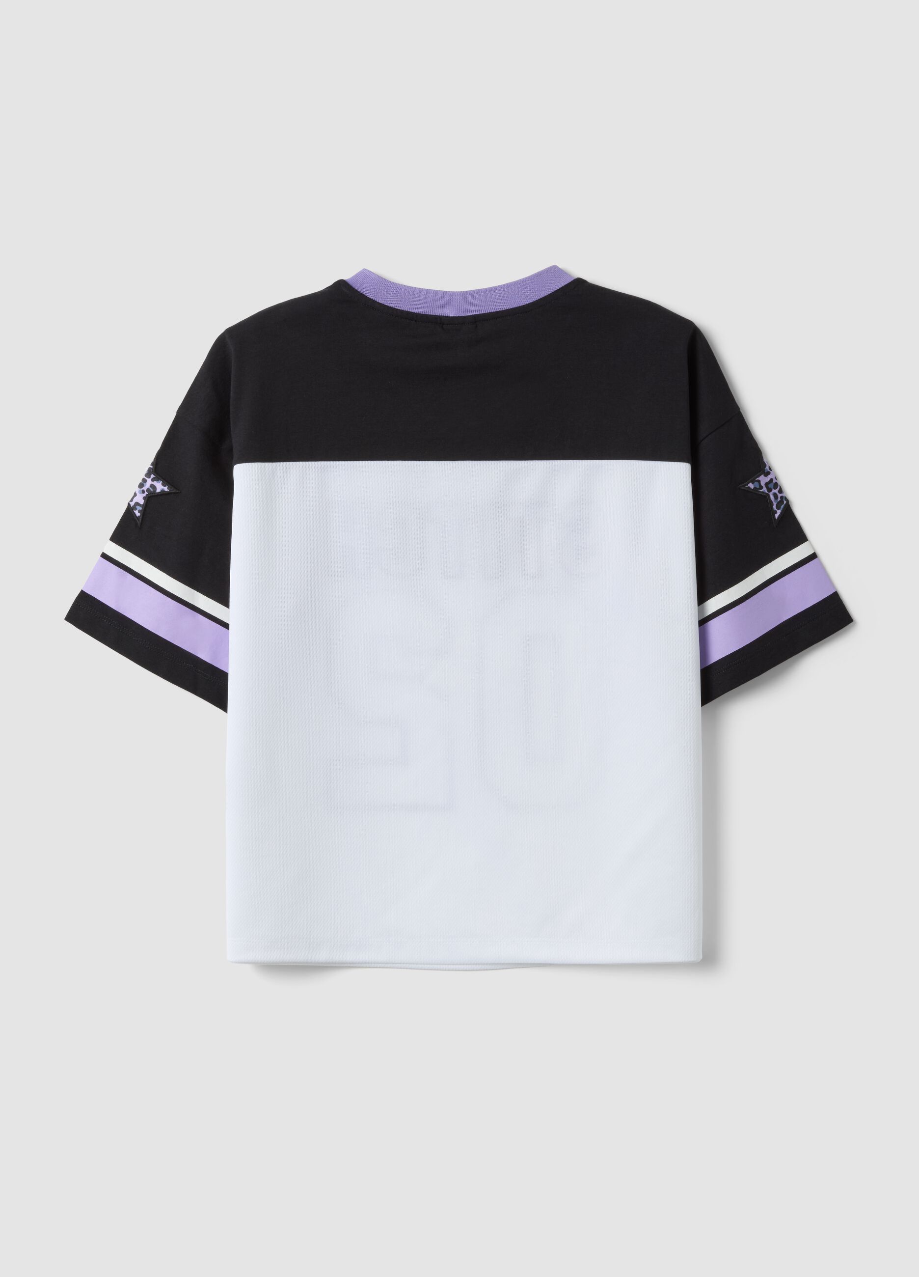 Girls&rsquo; white and black boxy-fit Lilo & Stitch T-shirt