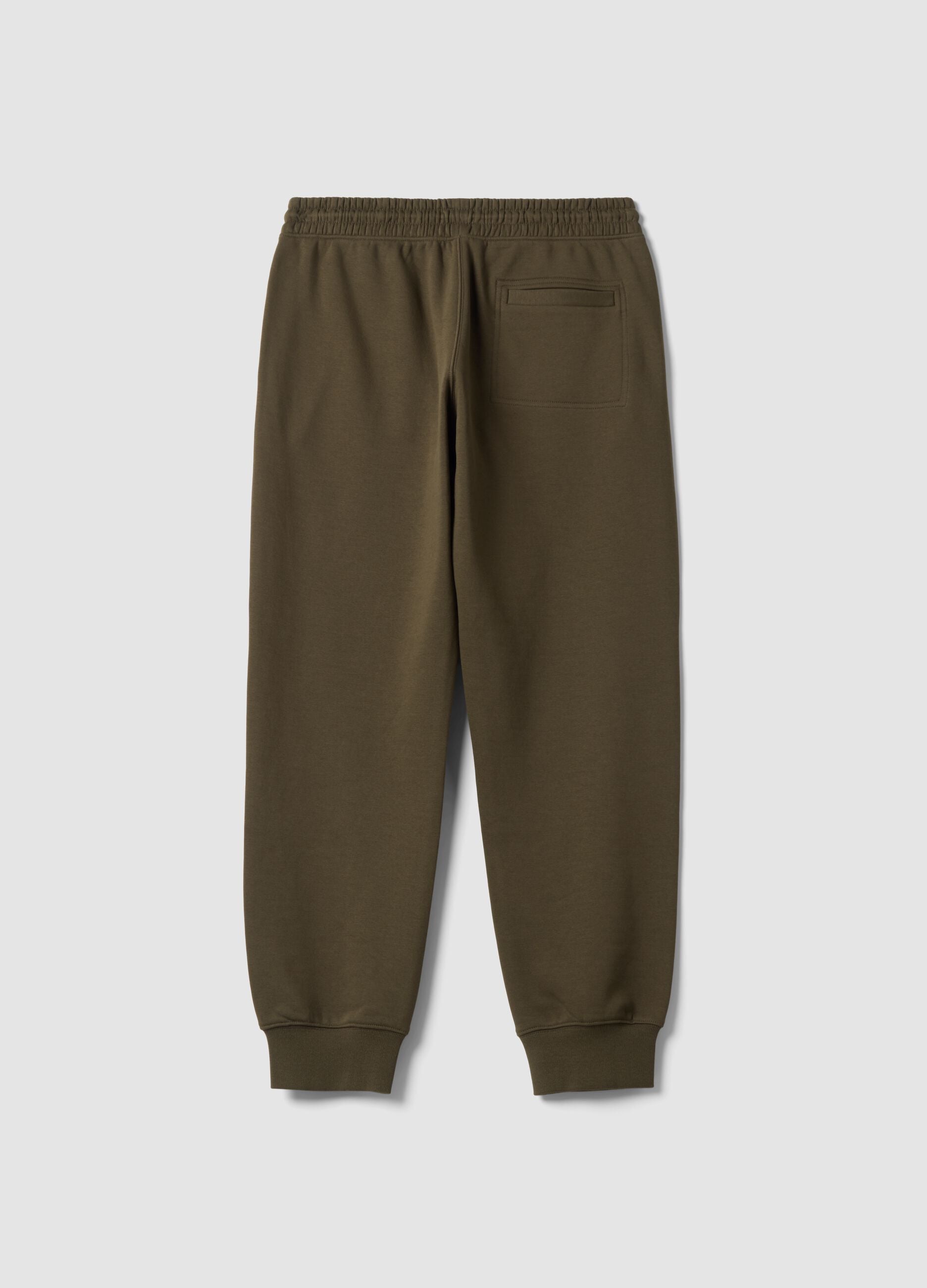 Green cotton-blend joggers with cuffed hems and drawstring waist