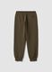 Green cotton-blend joggers with cuffed hems and drawstring waist_2