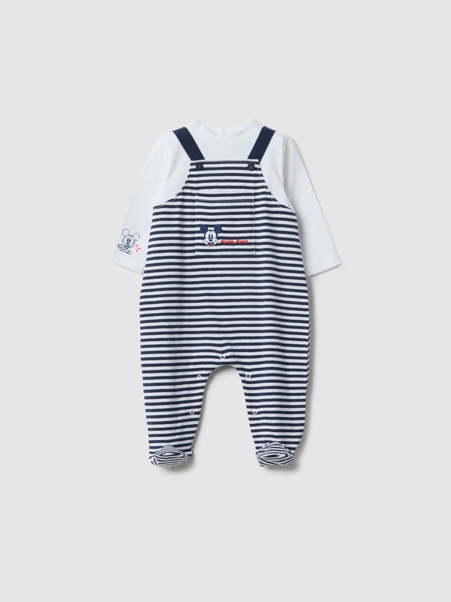 Pure cotton newborn multicolour striped jumpsuit, regular fit_0