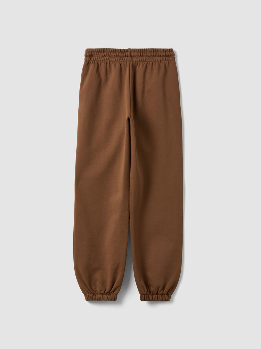 Brown cotton-blend jogger trousers with elasticated waist, regular fit_1