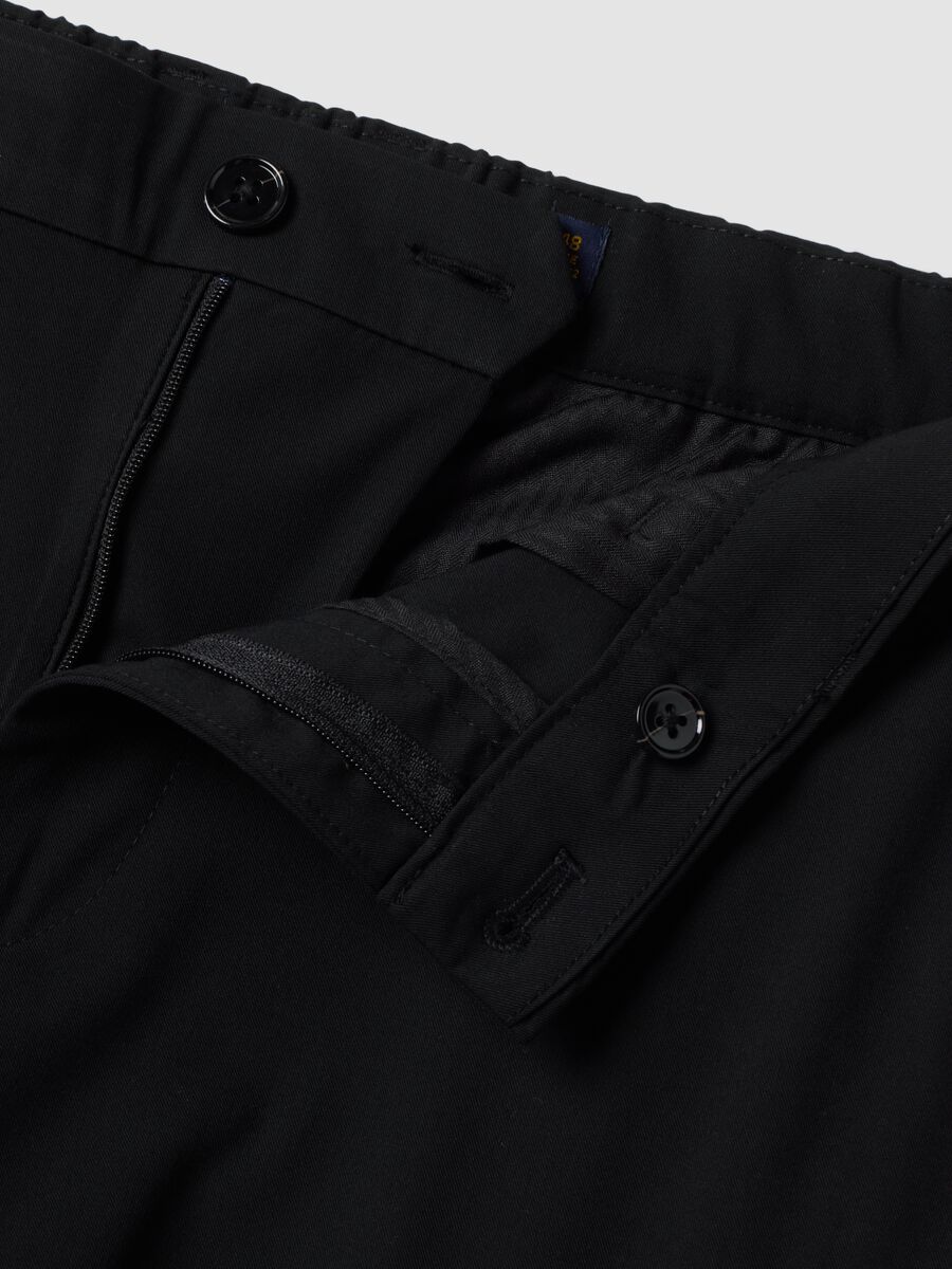 Black slim-fit stretch viscose twill chino trousers_1