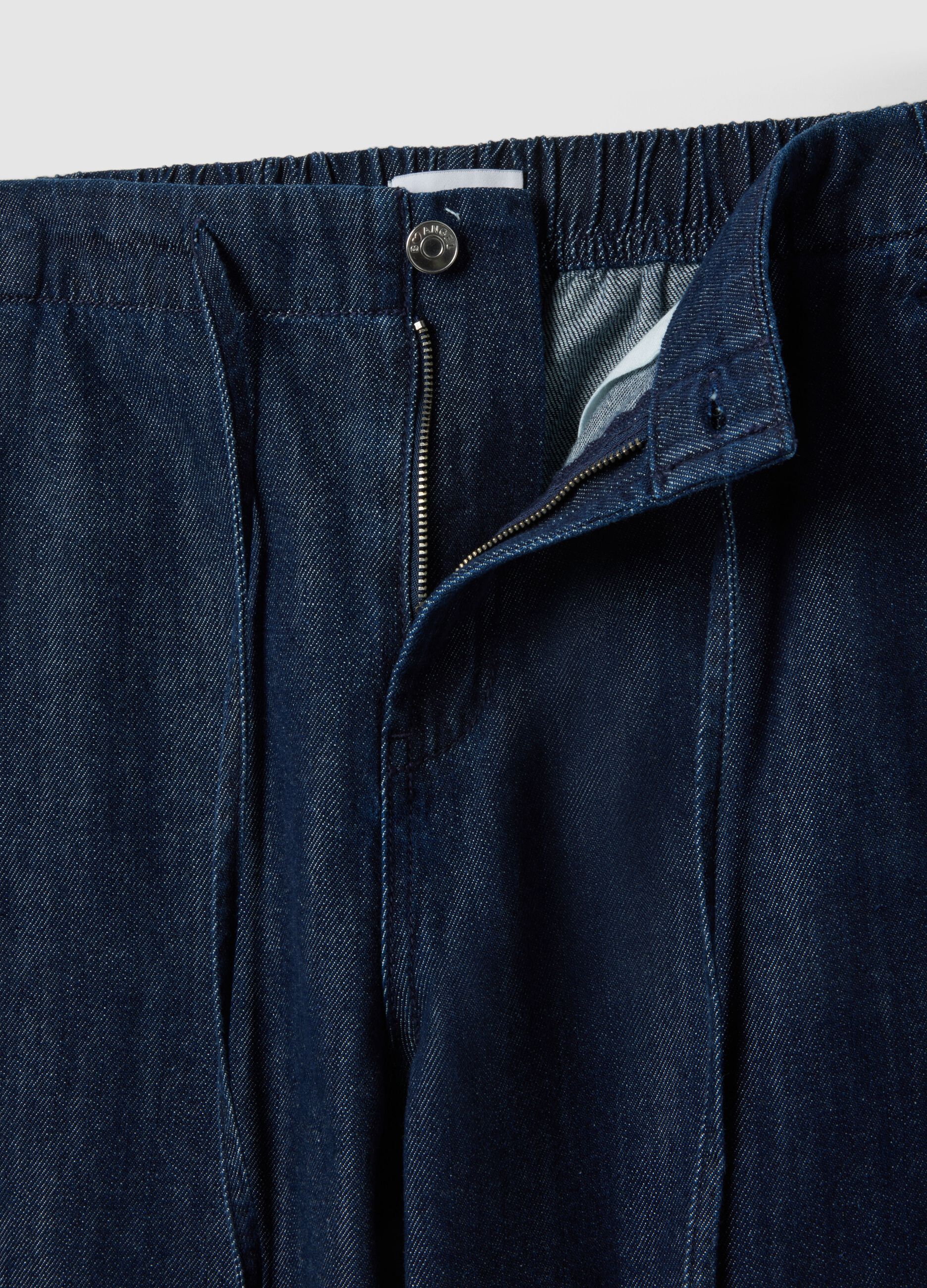 Pure Cotton Blue Denim Relaxed Fit Jogger Jeans