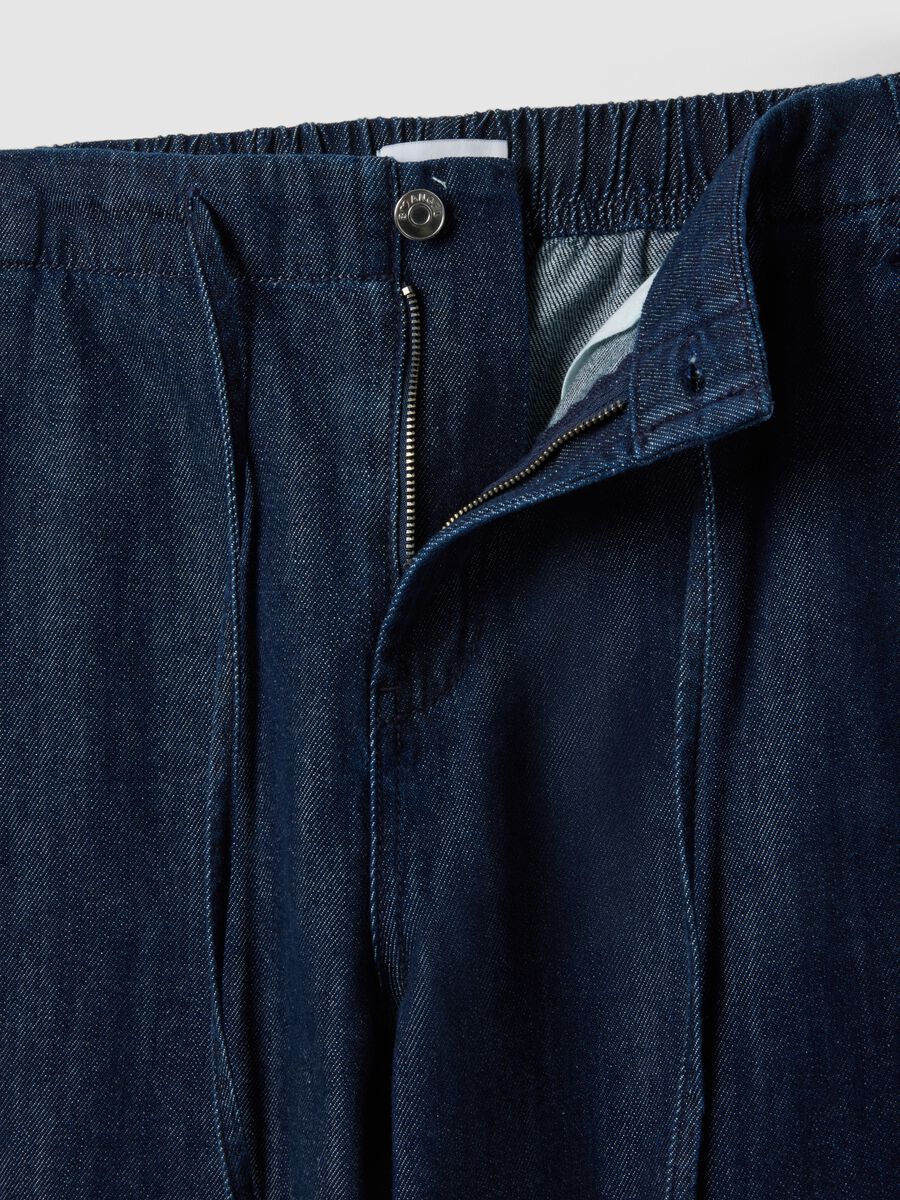 Jeans jogger in puro cotone denim blu relaxed fit_5
